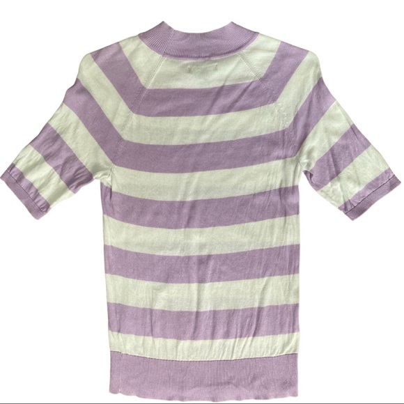 Chaps Purple and White Knit Mock-Neck Tee, Women’s Small - Picture 4 of 4